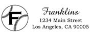 Baseball Outline Letter F Monogram Stamp Sample